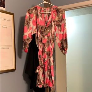 butterfly pattern tucker dress